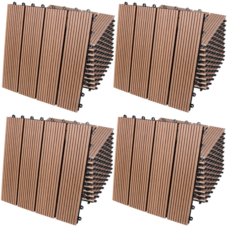 WPC Fliesen 1m²-4m² Terrassenfliesen Set Holzfliesen 30x30cm Balkon Pool Garten 44x Klassik terrakotta 4250525379853