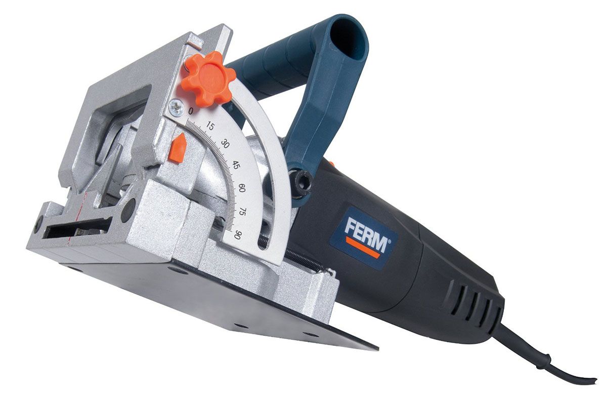 FERM Flachdübelfräse 900W - Mit 50 Lamellendeubel (Größe 20), Sägeblatt und Staubfangsack in einem Robusten Aufbewahrungskoffer