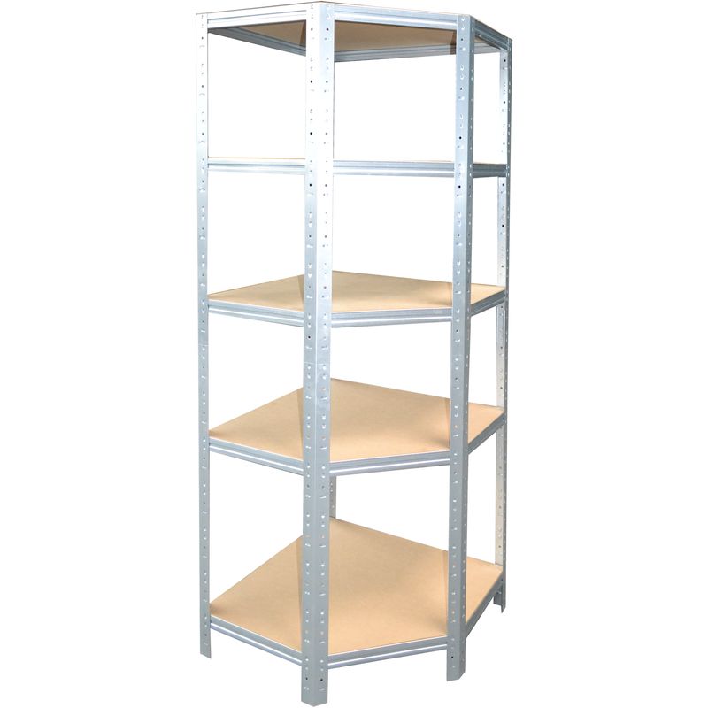 HOME Eckregal 180x90x60 cm verzinkt mit 5 Böden - Steckregal für unsere 60 Tiefen - Shelfplaza
