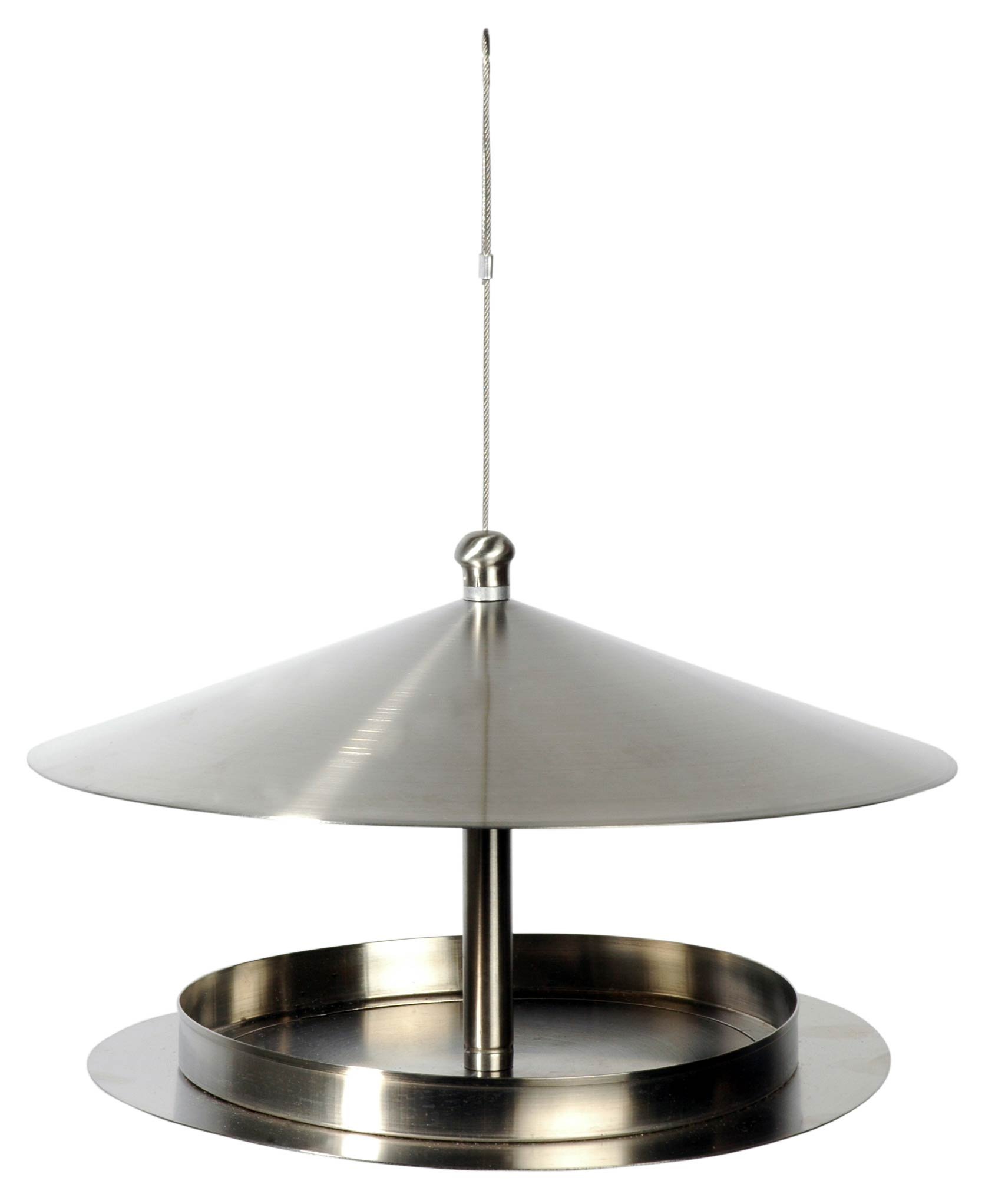 Luxus-Vogelhaus 11600 Rundes Design-Futterhaus ''Silberglanz'' aus Edelstahl mit Draht zum Aufhängen