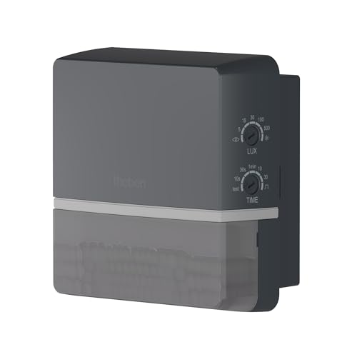 Theben 1010101 TECTA D180 AN, Bewegungsmelder (PIR) für Wandmontage im Außenbereich, 180° Erfassungsbereich, 14 m Reichweite, permanente Lichtmessung, Unterkriechschutz, voreingestellt, anthrazit