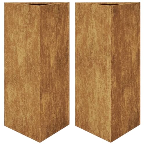 vidaXL Pflanzkübel 2 STK. Dreieckig 40x34,5x70 cm Cortenstahl, Rostbeständig und geräumig
