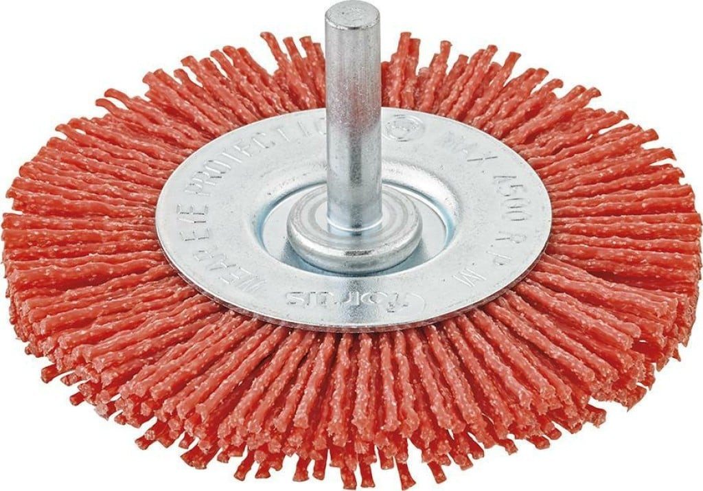 fortis Drahtbürste FORTIS Rundbürste Nylon 75mm Korn 80, Werkzeug-Rundbürste mit Silicium-Carbid-Besatz, für Holzreinigung und Strukturierung, blau