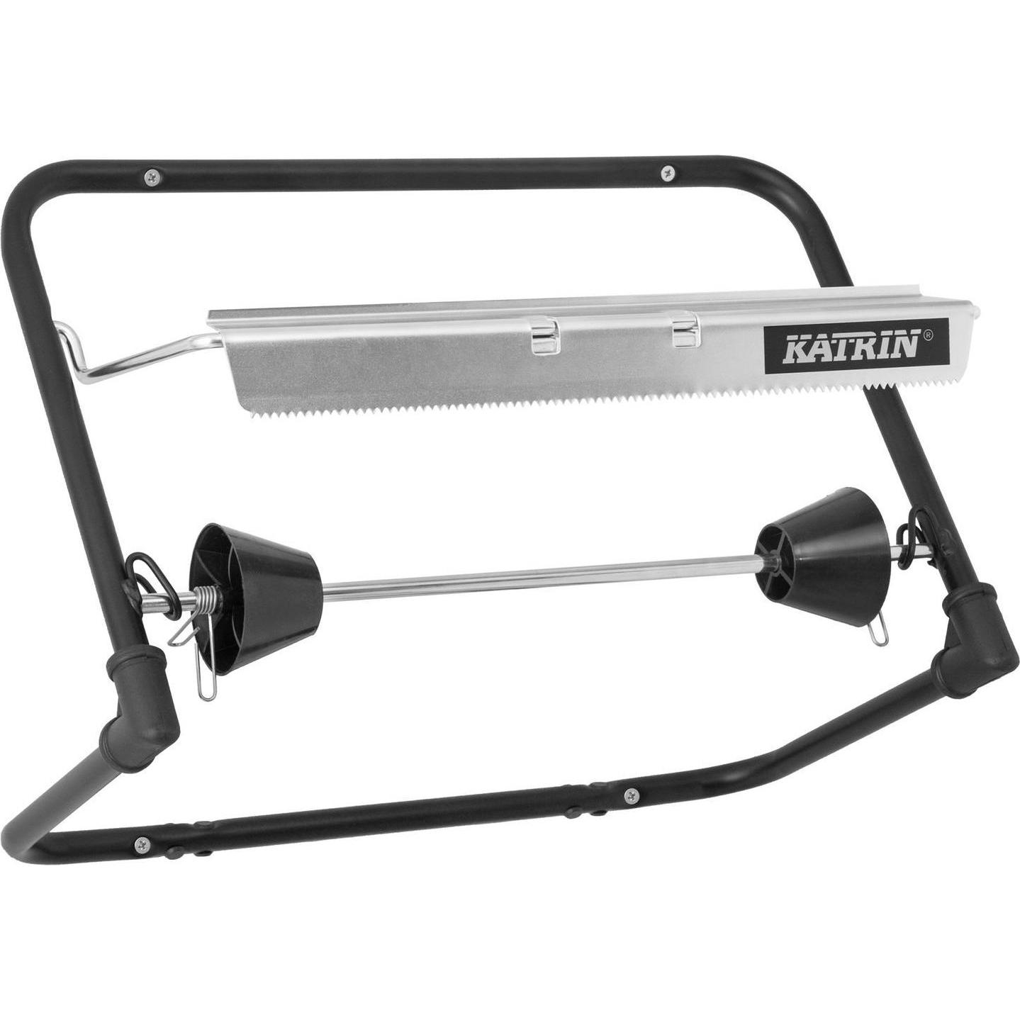 Katrin Industrial Wall Dispenser, Papierhandtuchspender für Großrollen bis 40 cm, schwarzes Metall