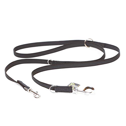 Julius-K9 Double leash 20 mm 2.2 m 50 kg dog adjustable (Hund), Halsband + Leine, robustes Set für große Hunde in Schwarz