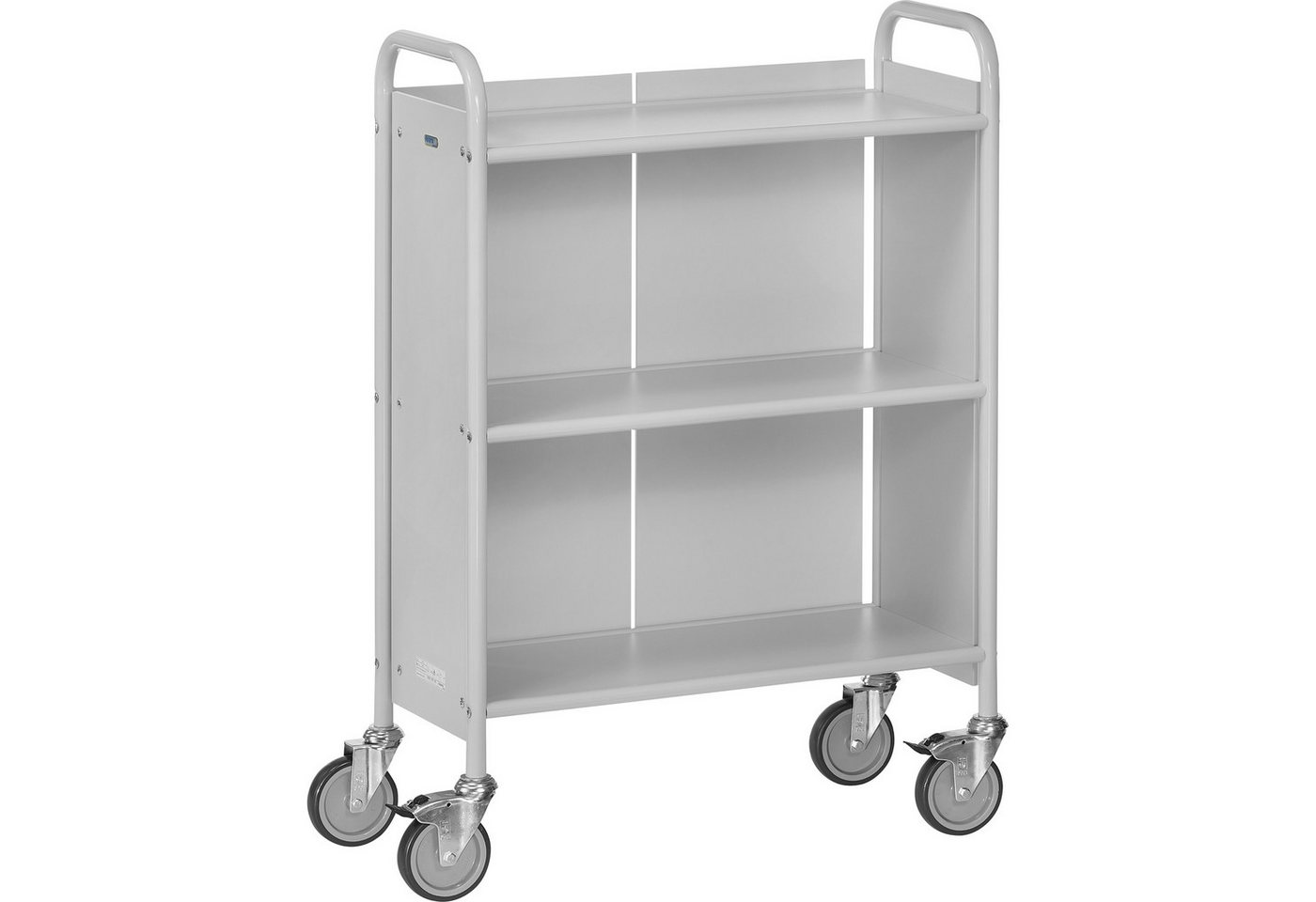 FETRA Servierwagen 4871, 3 Etagen Transportwagen mit Rückwand, 720x350mm, lichtgrau, 150kg Tragfähigkeit