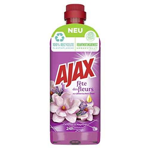 AJAX Allzweckreiniger Lavendel & Magnolie, 1000 ml - Haushaltsreiniger für müheloses Putzen, hilft bei der Reinigung von Keimen, 24h natürliche Frische