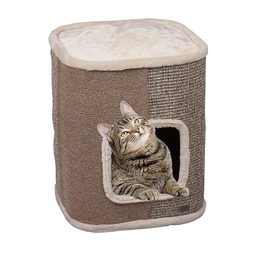 Flamingo KRATZTONNE George BEIGE S 40x40x49CM, Kratzbaum aus Polyresin