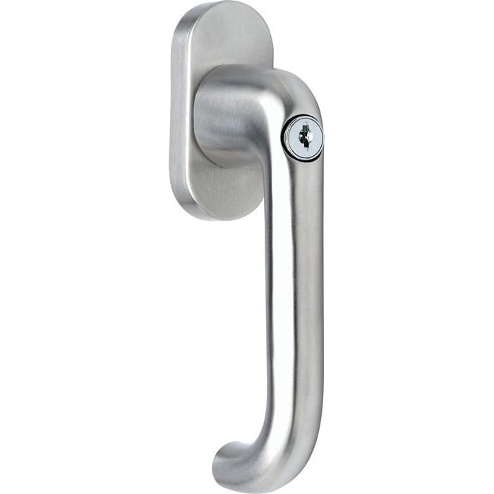 Deni Türgriff + Fenstergriff, Edelstahl gebürstet, verschließbar mit Druckzylinder und Schlüssel, U-Form, DIN EN 13126-3 zertifiziert