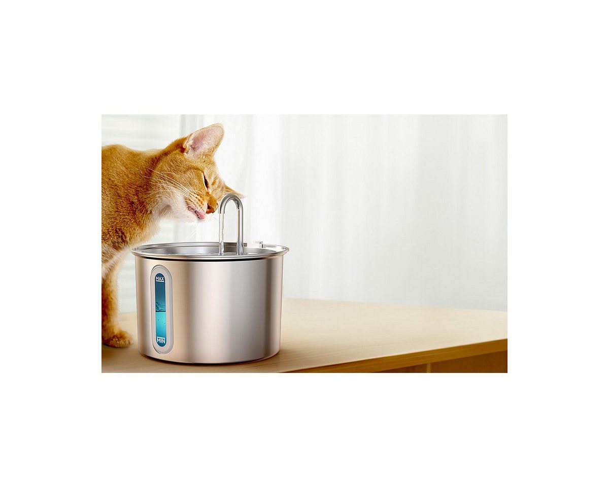 Oneisall Edelstahl Trinkbrunnen 2L, Wasserspender für Hunde & Katzen mit mehrschichtigem Filtersystem und leisem Betrieb