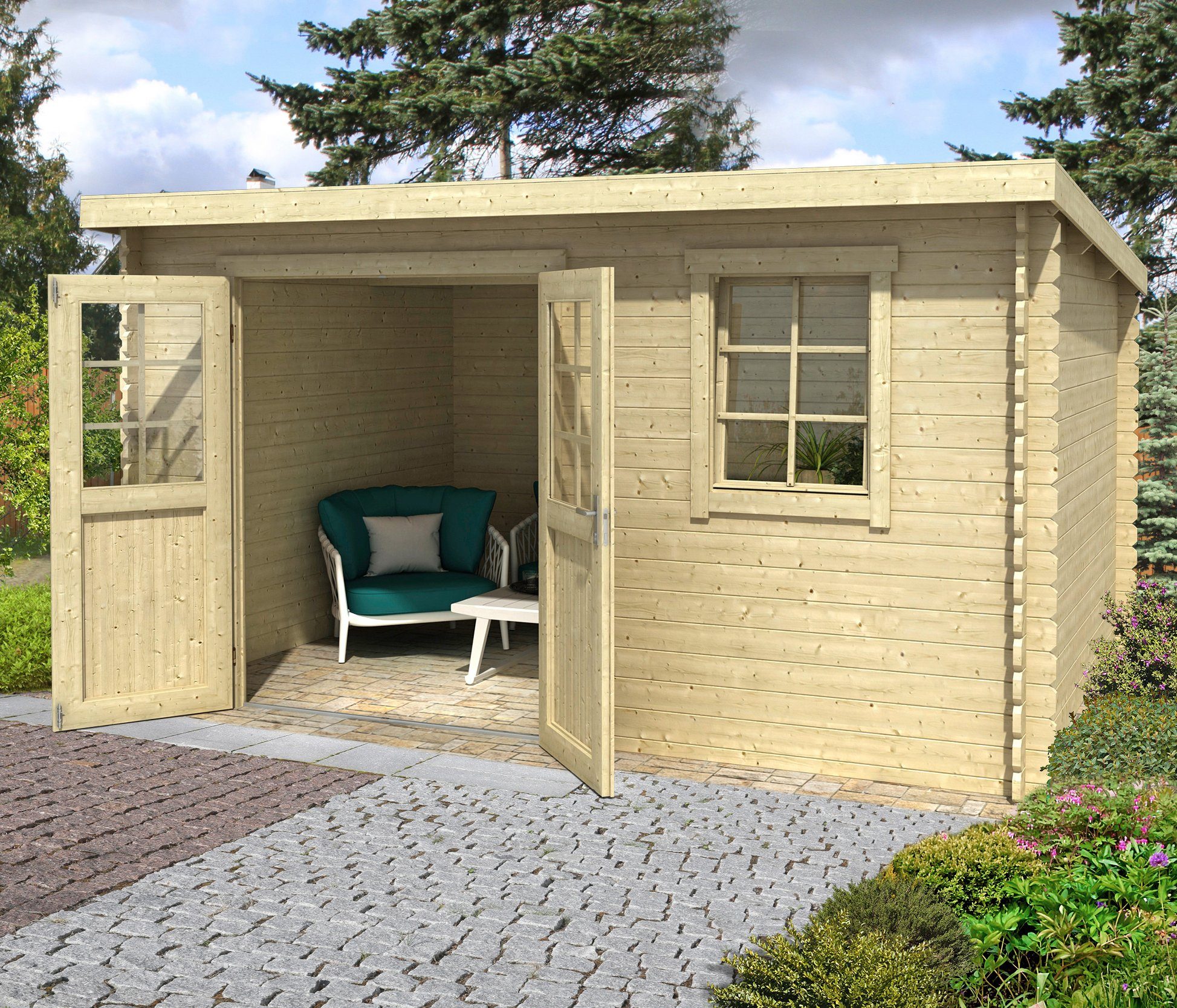 LASITA MAJA Gartenhaus Amira 230, BxT: 400x269 cm, Blockbohlenhaus aus ...