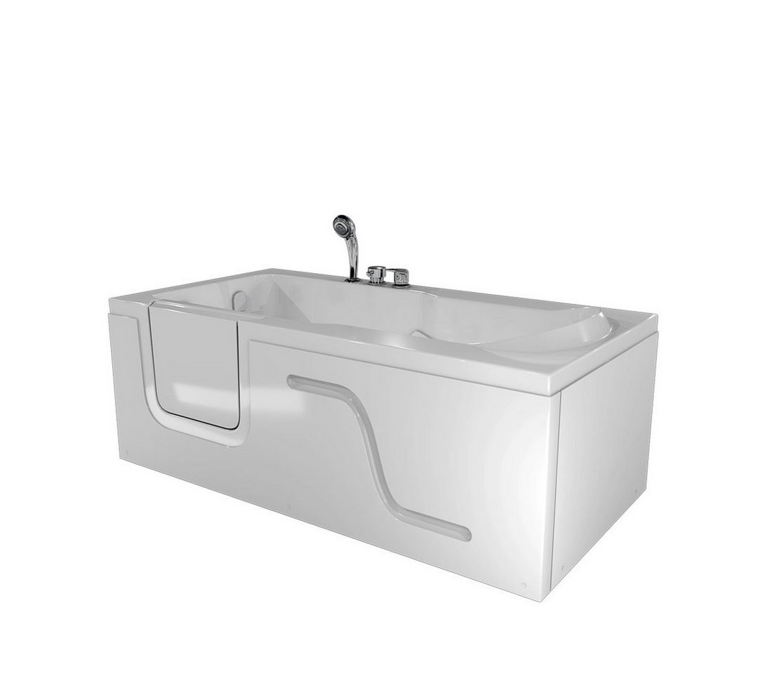 AcquaVapore Seniorenwanne S17-R-ALL, Badewanne mit Tür 75x150cm, schnelles Reinigungssystem, Überlaufabfluss