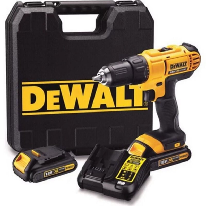 Dewalt DCD771S2-QW, 18V XR Bohrschrauber mit 2 x 18V 1,5 Ah Akkus, Ladegerät und Koffer