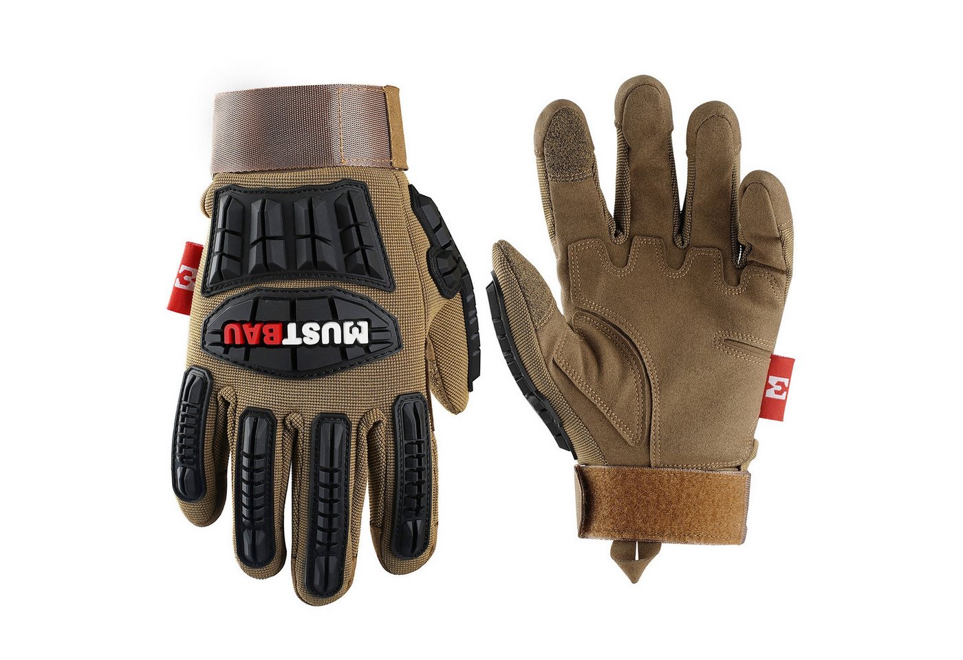 Mustbau Arbeitshandschuhe Mechanikerhandschuhe, Sicherheits- und Schlaghandschuhe mit Touchscreen-Funktion, atmungsaktiv und flexibel