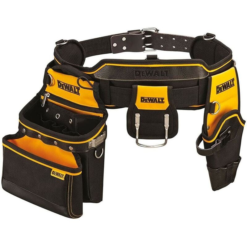 Dewalt Werkzeughalter Gürtel DWST1-75552, verstellbar mit Mehrzwecktasche, Hammerring und Bohrbüchse, ergonomisch gepolstert aus widerstandsfähigem Polyester