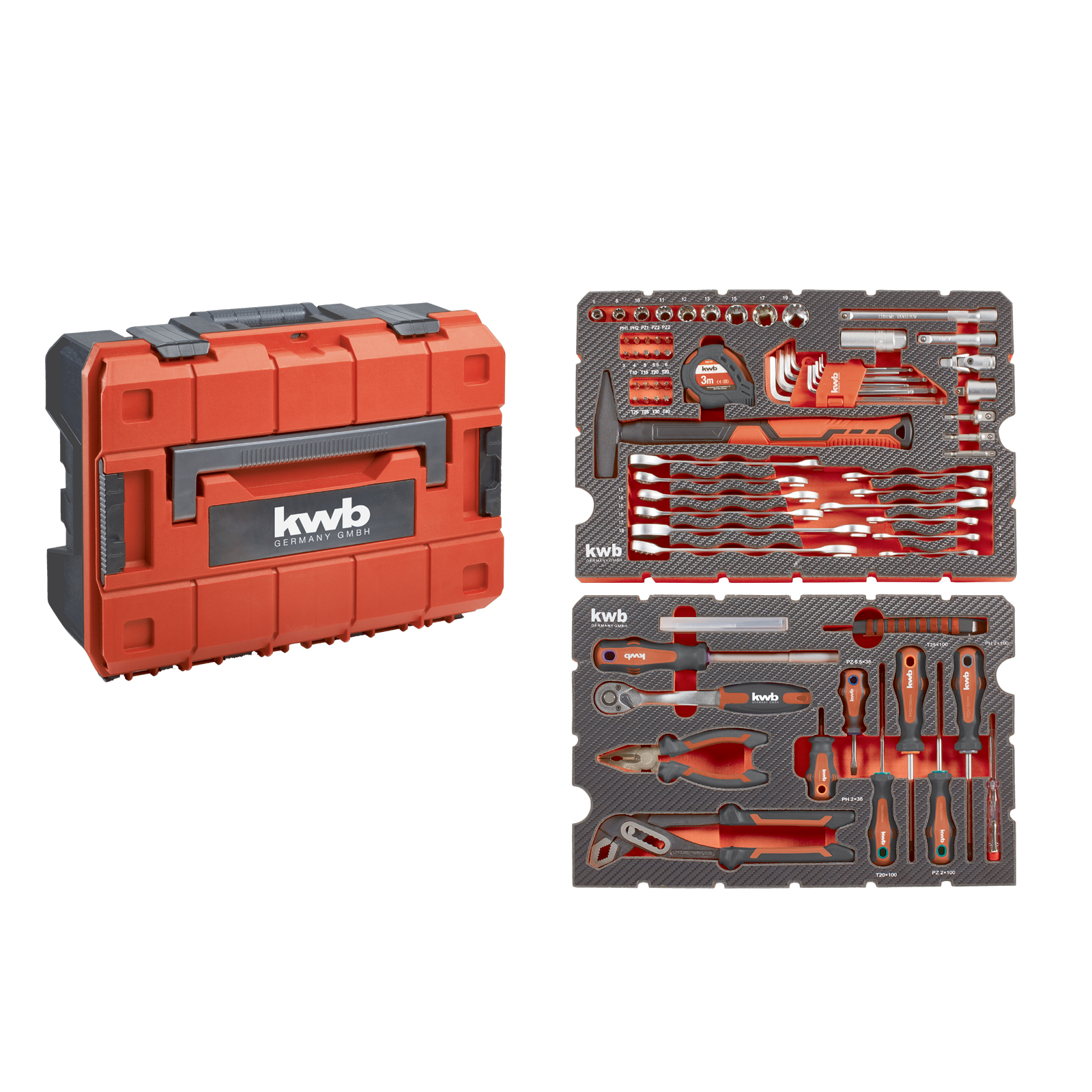 Kwb Werkzeugset Kwb Werkzeug-Koffer Nkl. Werkzeug-Set, 80 -telg, Gefüllt, Robust, (Set