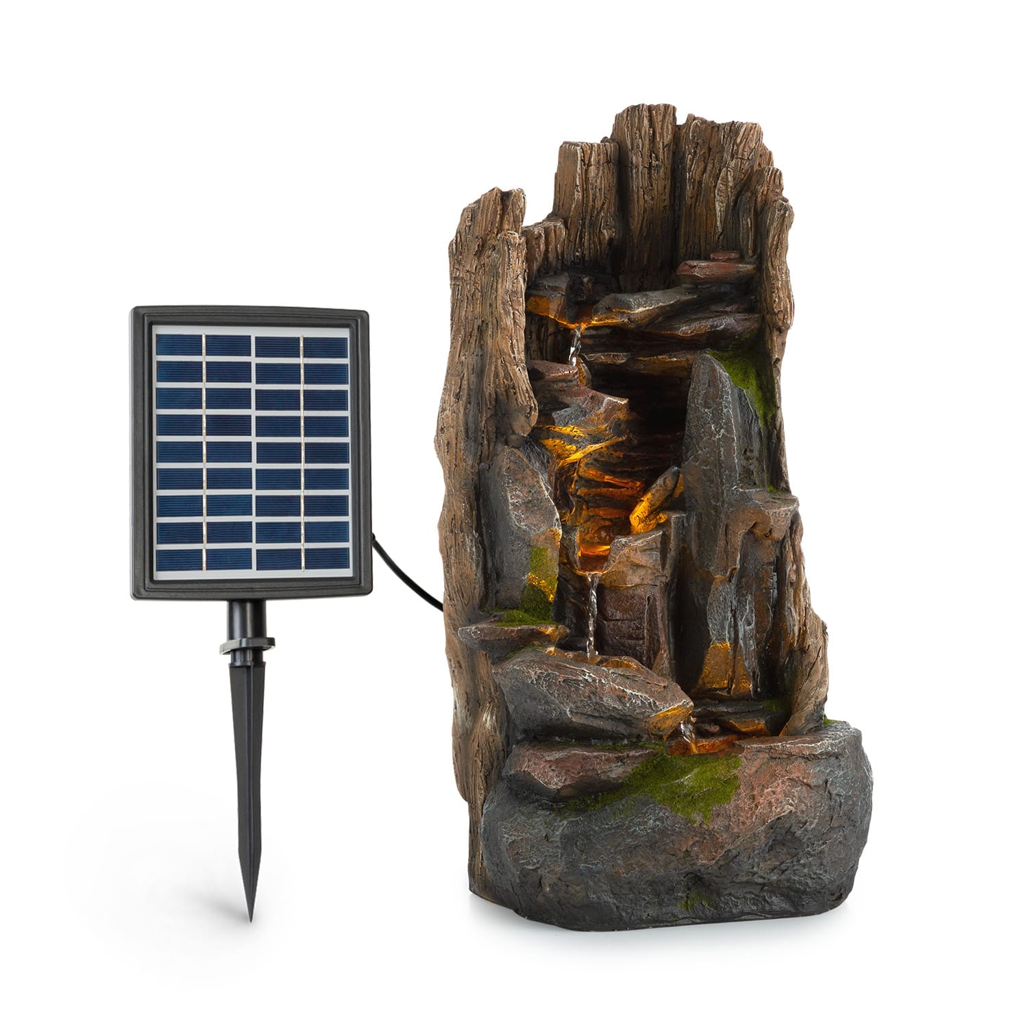Mystic Tree Solarbrunnen LED-Beleuchtung Polyresin Braun