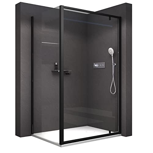 BERNSTEIN NT604 FLEX Eckdusche 80x80cm, Duschabtrennung mit Drehtür, 6 mm Nano Echtglas, Profilfarbe Chrom, Höhe 195 cm