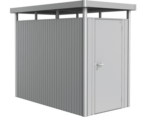 Biohort HighLine Gartenhaus Gr. HS, wartungsfrei, inkl. Regal und Gerätehalter, 155 x 275 cm, silber-metallic, sturmfest bis Windstärke 12
