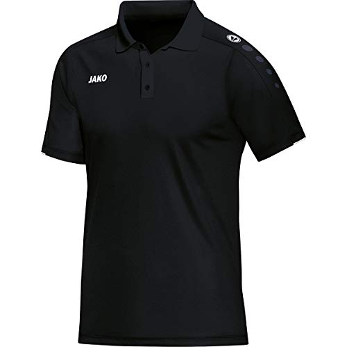 JAKO Herren Polo Classico, schwarz, 3XL, mit Polokragen und Knopfleiste, Kontrastpiping an Ärmelabschlüssen