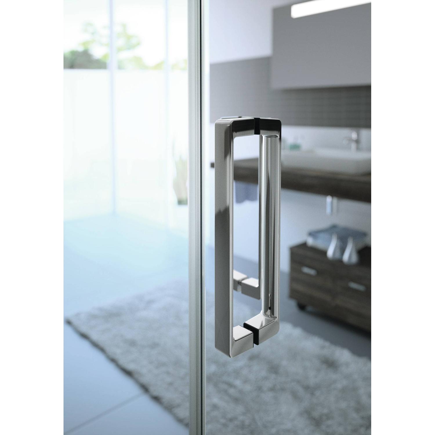 Hüppe Classics 2 EasyEntry, Duschkabine mit 4-Eck Gleittür und festem Segment, 120cm Breite, 200cm Höhe, Sicherheitsglas ESG