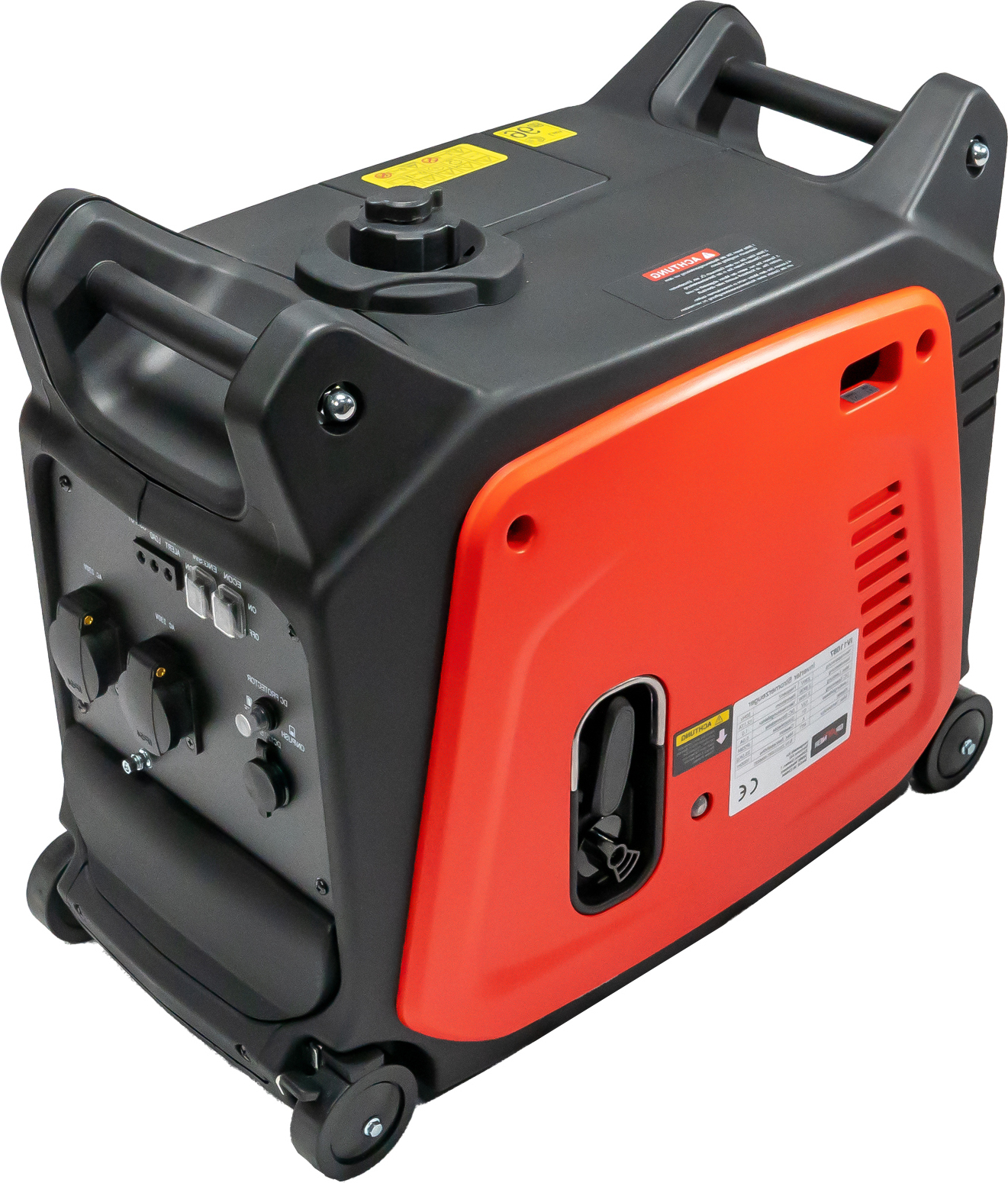 Grafner Stromerzeuger Inverter Generator 3100 W (2,8 KW Dauerleistung), Benzinbetrieb 4 Takt, 2x 230V, Invertertechnologie für empfindliche Geräte, mit Rädern, digitaler Benzin Notstrom Aggregat 3000