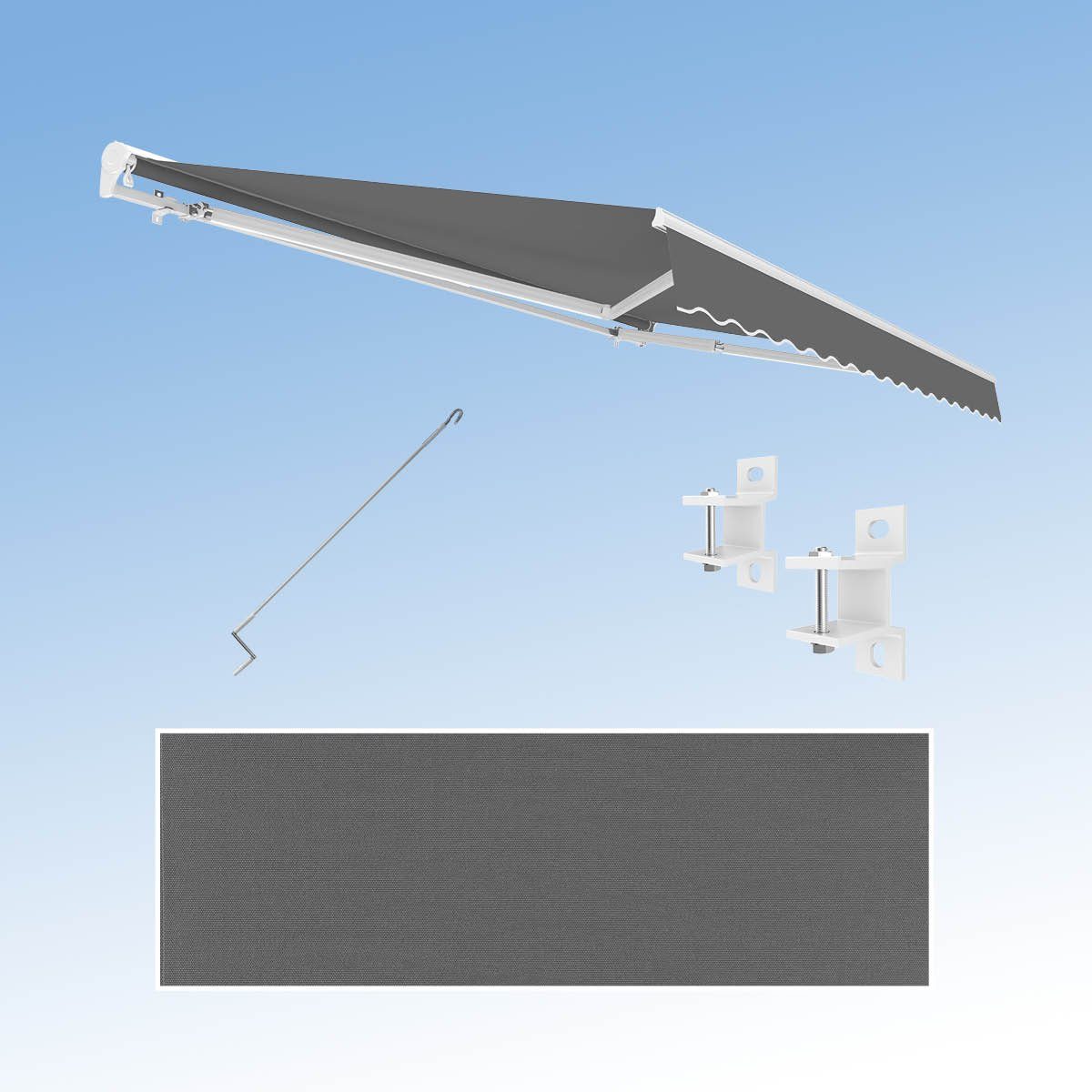 Eclipse Kassettenmarkise 3,50 x 3,00 Meter Standard manuell 3,5x3m, UV-Schutzfaktor 50+, weiß