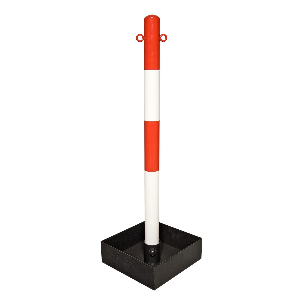 Moravia GmbH EXTERN Schwerer Ketten-Warnständer feuerverzinkt, Stahl mit robustem Recyclingfuß und zwei Ösen für flexible Absperrung