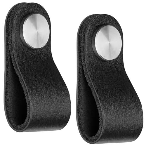 SO-TECH® Möbelgriff OSTERNAS, Ledergriff aus echtem Rindsleder & Edelstahl, 2er Set, schwarz