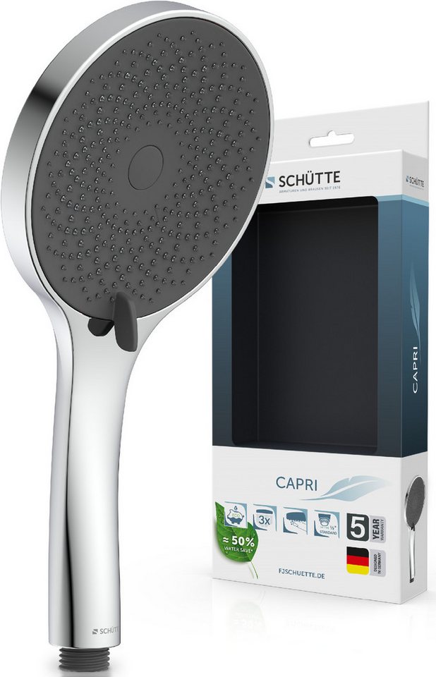 Schütte Handbrause CAPRI, Duschbrause, 3-fach verstellbar, Antikalk, wassersparend