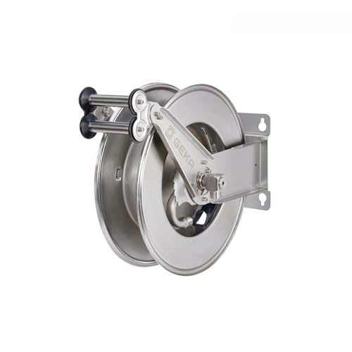GEKA plus automatischer Schlauchaufroller EA15, Edelstahlkonstruktion mit 15 m 3/4“ oder 25 m 1/2“ Schlauch, flexible Montageoptionen