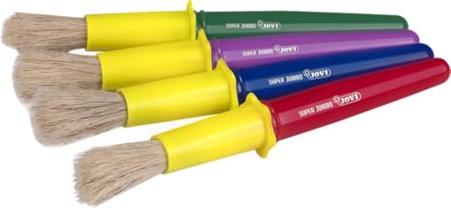 Jovi Maxi Schulmalpinsel, große Borste, 9 Stück in Dose, rot-gelb und grün-gelb sortiert
