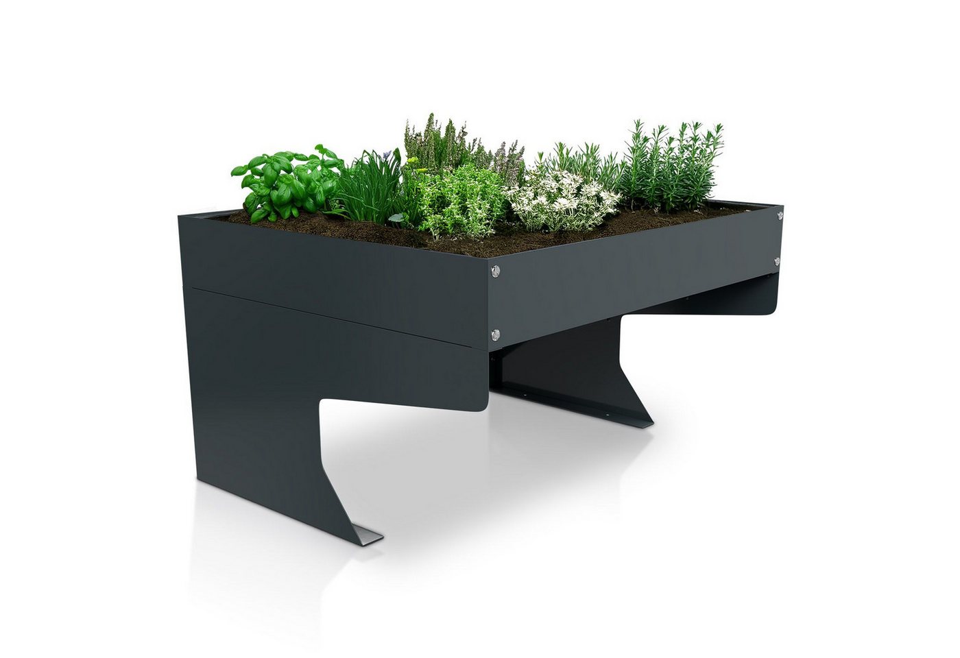 Juskys Mähroboter-Garage, BxTxH: 60x70x37 cm, mit Pflanzkasten, Schutz vor Witterung, verzinkter Stahl, Anthrazit