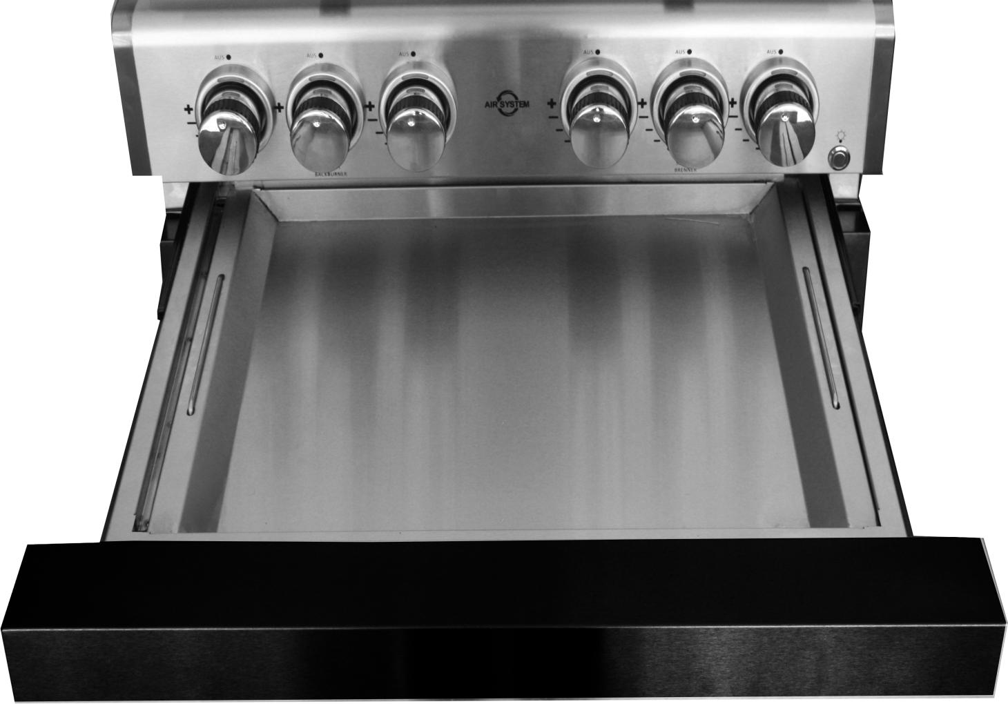 ALLGRILL Fettschublade Edelstahl mit Teleskopauszug, Schwarz für Gasgrill Modular CHEF S Black (900-2-Black)