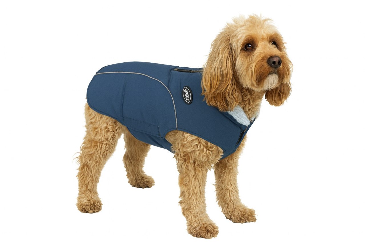 Nobby Hundemantel Alva, wasser- und windabweisend mit Fleecefutter und Reflektorstreifen, blau