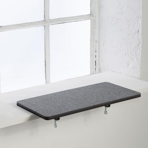 LucyBalu® Premium Katzen Fensterbankliege | Katzenliege Fensterbank | Katzen Fensterliege | Fensterbrett Verbreiterung 64x32x2cm | Katzenbett Fensterbank mit Filzauflage & Metallbefestigung Anthrazit