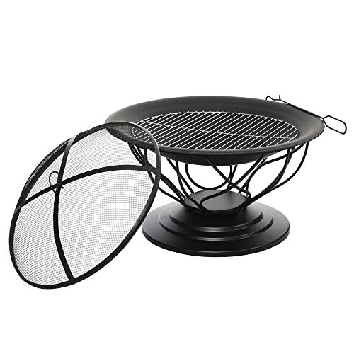 Outsunny Feuerstelle Feuerschale mit Schutz & Schürhaken Outdoor Garten