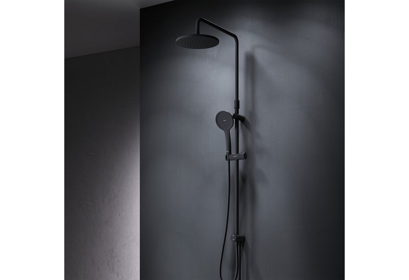 AM.PM Duschsystem Brausegarnitur Hit Duschstange mit Regendusche höhenverstellbar, mattschwarz, Komplett-Set, Handbrausenhalter - Preisvergleich