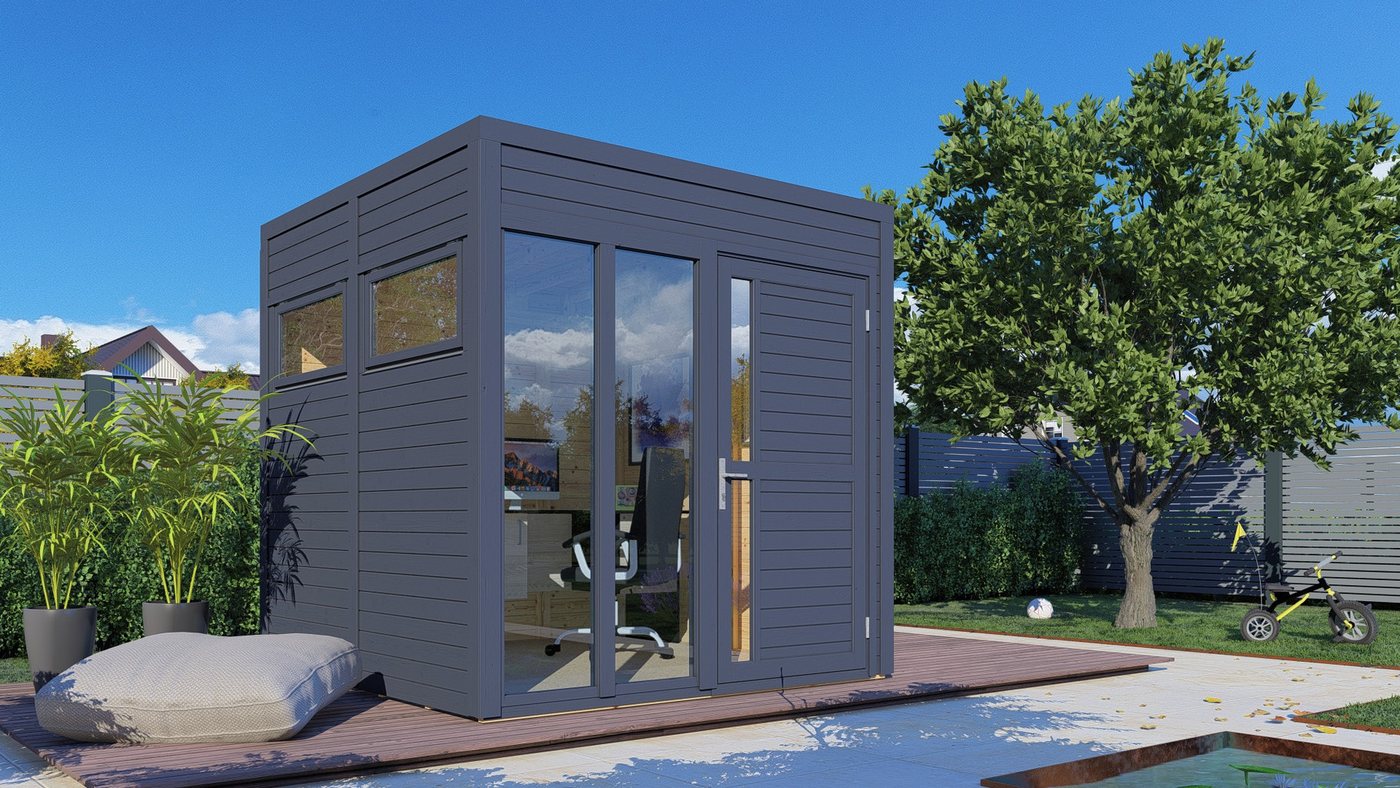 BERTILO Gartenhaus Cubus 2 Office, modernes kubisches Design mit flexibler Wandelementanordnung, BxT: 226x240 cm, in verschiedenen Farben