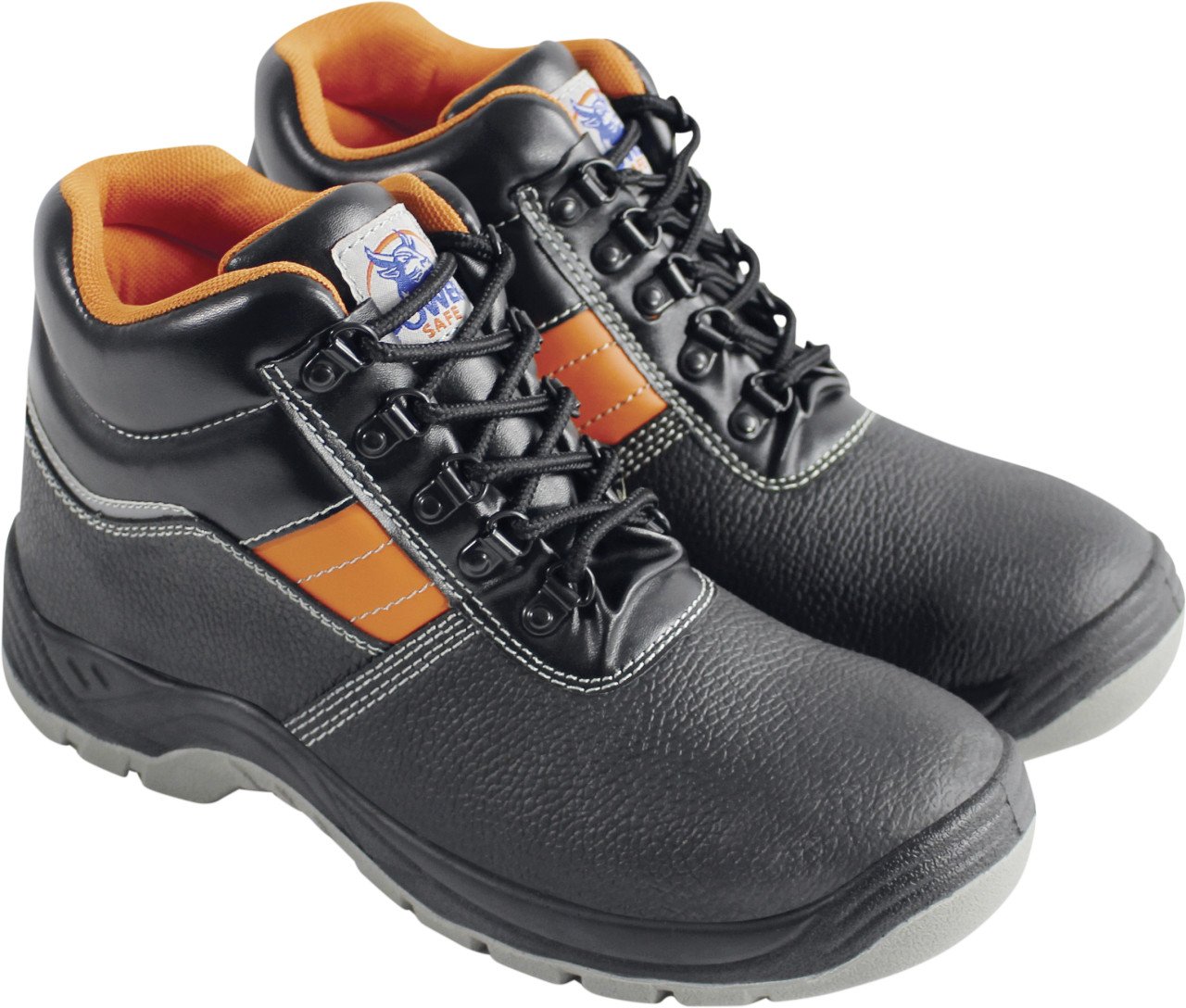 Power Safe Sicherheitsstiefel Jonas S3, rutschfeste und wasserabweisende Arbeitsschuhe, schwarz-orange