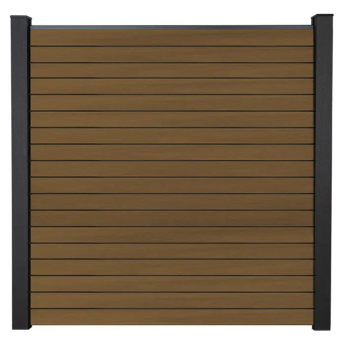 GroJa Solid Steckzaun Rhombus, 180 x 180 cm, Teak, aus BPC mit elegantem Design und Schattenfugen