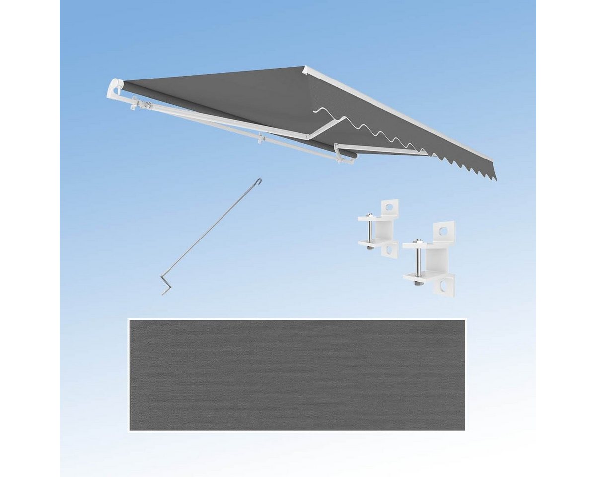 Eclipse Kassettenmarkise 3x2,5m, Gelenkarmmarkise Economy mit UV-Schutz 50+, weiß