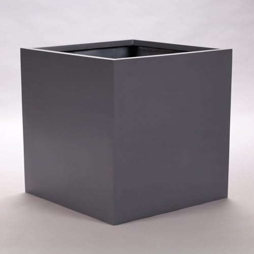 Elegant Einrichten Pflanzkübel Fiberglas, quadratisch 60x60x60cm, anthrazit-metallic, wasserfest und frostsicher