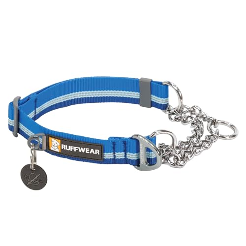 RUFFWEAR Chain Reaction Hundehalsband, verstellbar, kein Ziehen, Hundehalsband und Hundetrainingshalsband, Aluminium-D-Ring & begrenzter Schnur, reflektierendes Hundehalsband Blue Pool 14"-20"
