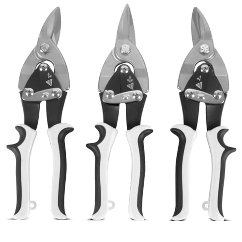 STAHLWERK Blechschere 3er Set, Profi-Metallschere für geraden, linken und rechten Schnitt, ergonomischer Griff, robuster Stahl, 7 Jahre Garantie