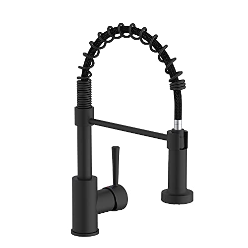 Lenz Küchenarmatur NOVA, Nickelfrei, Anti-Fingerabdruck Oberfläche, Schwarz-matt, Flexible Pendelbrause mit 2 Strahlarten