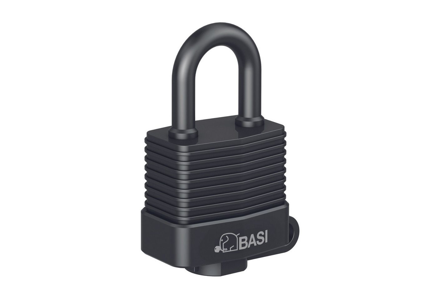 BASI Vorhängeschloss Outdoor-Schloss, B59 mm, Kunststofflammellen, wetterfest, 2 Schlüssel, schwarz