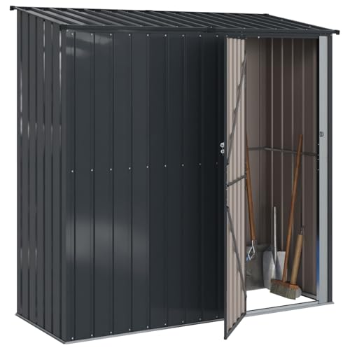 vidaXL Gartenhütte Anthrazit 203 x 85,5 x 200 cm, wetterfester Metall-Speicher für Gartenwerkzeuge, rechteckig, rostbeständig, einfache Montage