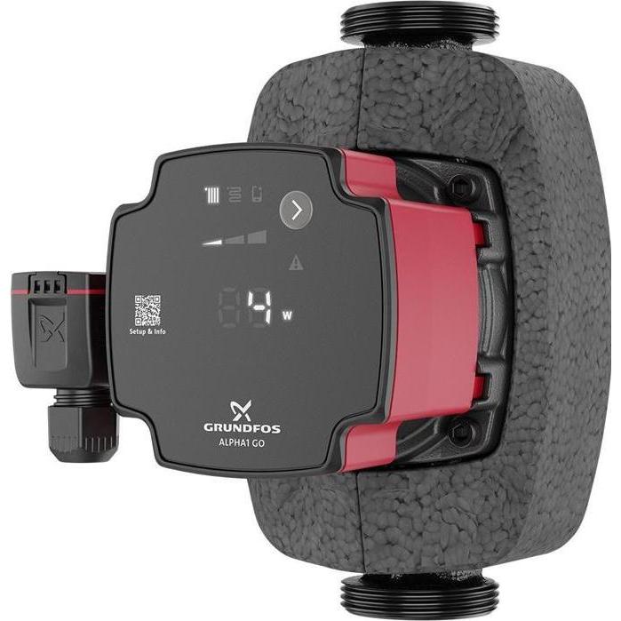Grundfos ALPHA1 GO 25-60, Hocheffizienz Umwälzpumpe mit APP-Steuerung, 220-240V, intelligente Regelungsarten und Trockenlaufschutz