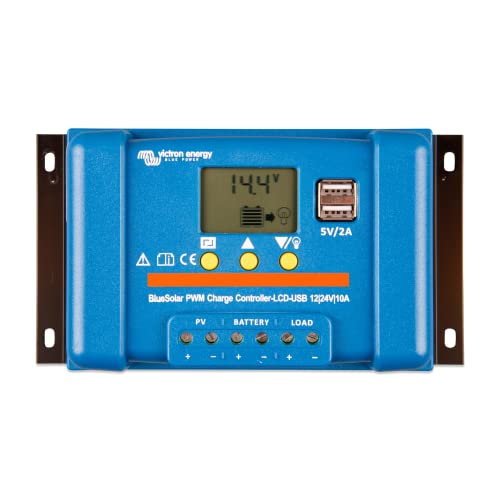 Victron Energy Blue-Solar PWM-LCD & USB, Solar-Laderegler mit LCD-Display, programmierbarem Ladealgorithmus und 2 x 5V USB-Ausgänge